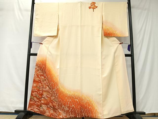 平和屋着物■訪問着 樹林文 たたき染め 正絹 逸品 CABK0224ua