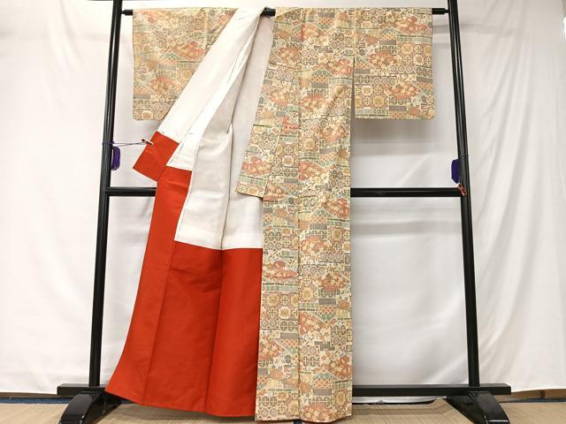平和屋着物■上質な紬 草花風景文 正絹 逸品 CABK0226ua