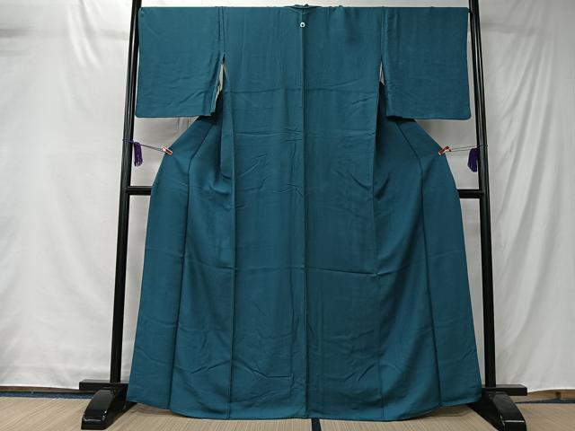 平和屋着物■上質な色無地 草花地紋 納戸色 正絹 逸品 CABK0227ua