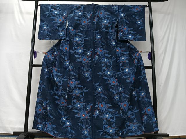 平和屋着物■上質な紬 草花文 正絹 逸品 CABK0235ua
