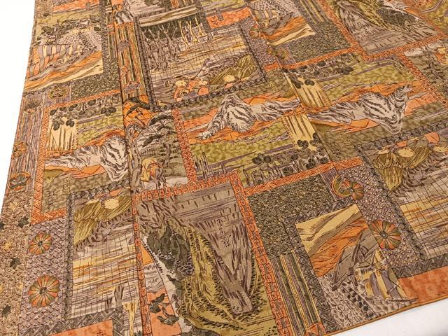 平和屋着物■上質な紬 人物風景文 正絹 逸品 CABK0238ua