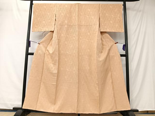 平和屋着物■上質な色無地 立涌地紋 洒落柿色 正絹 逸品 CABK0240ua
