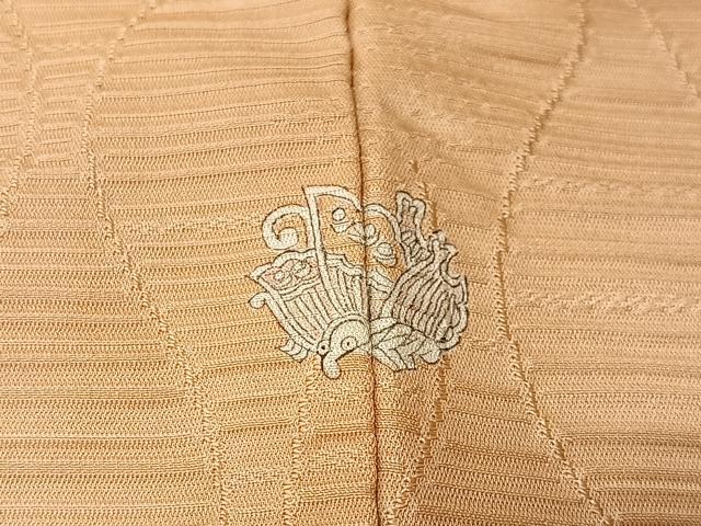 平和屋着物■上質な色無地 立涌地紋 洒落柿色 正絹 逸品 CABK0240ua