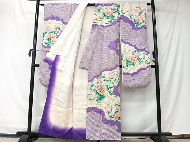 平和屋着物■豪華振袖 駒刺繍 絞り 雲取り草花文 銀彩 やまと誂製 正絹 逸品 CABK0253ua