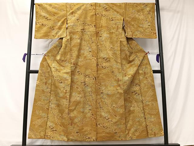 平和屋着物■本場染大島紬 束ね熨斗花文 正絹 逸品 CABK0254ua