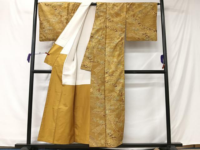平和屋着物■本場染大島紬 束ね熨斗花文 正絹 逸品 CABK0254ua