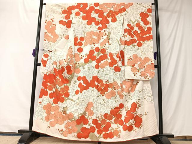 平和屋着物■豪華振袖 駒刺繍 枝梅文 金彩 正絹 逸品 CABK0261ua