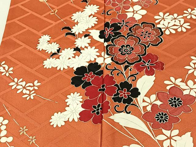 平和屋着物■豪華振袖 刺繍 草花文 金糸 正絹 逸品 CABK0264ua
