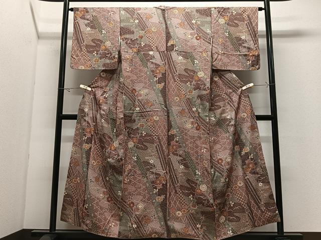 平和屋着物■上質な小紋 草花文 金彩 正絹 逸品 CABK0293ua