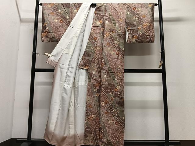 平和屋着物■上質な小紋 草花文 金彩 正絹 逸品 CABK0293ua
