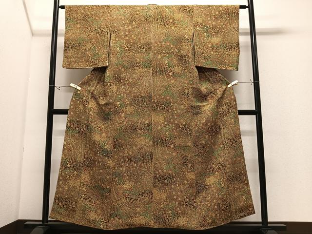平和屋着物■上質な小紋 草花文 暈し染め 鬼しぼ縮緬 正絹 逸品 未使用 CABK0295ua