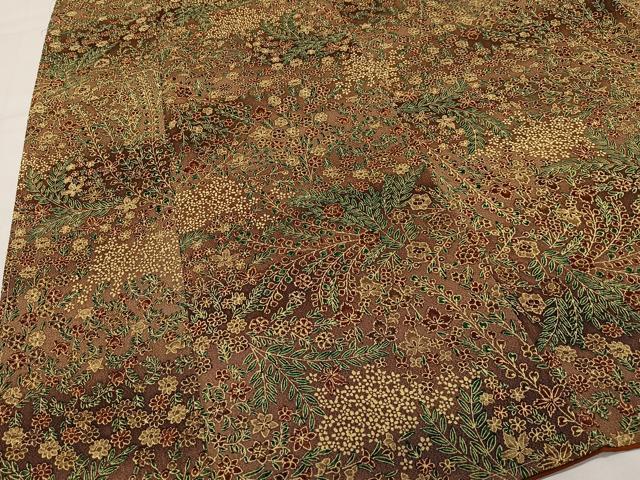 平和屋着物■上質な小紋 草花文 暈し染め 鬼しぼ縮緬 正絹 逸品 未使用 CABK0295ua