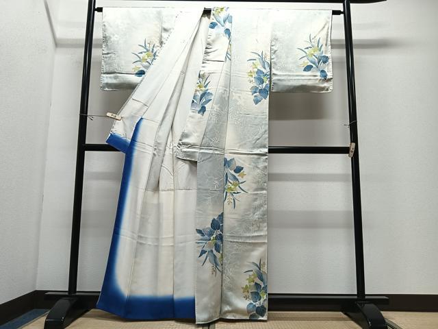 平和屋着物■上質な小紋 草花文 暈し染め 正絹 逸品 CABK0307ua