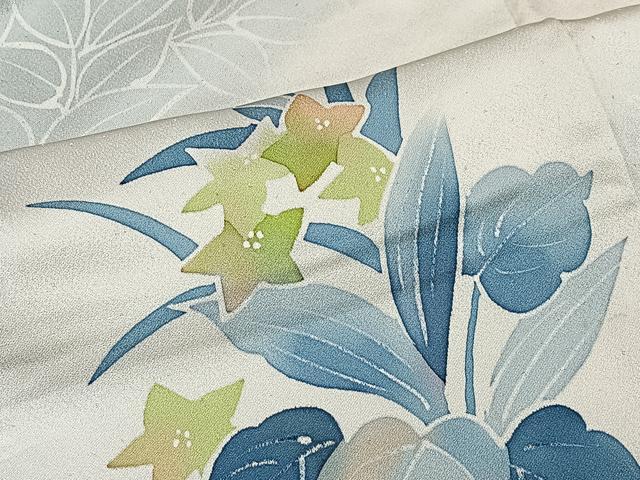 平和屋着物■上質な小紋 草花文 暈し染め 正絹 逸品 CABK0307ua