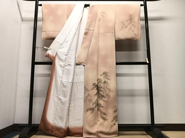 平和屋着物■訪問着 手描き 樹林文 暈し染め 金彩 正絹 逸品 CABK0311ua