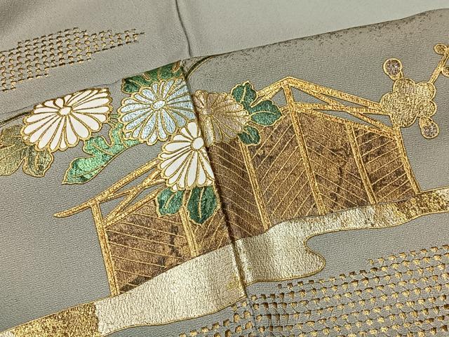 平和屋着物■訪問着 草花風景文 暈し染め 金彩 正絹 逸品 CABK0317ua