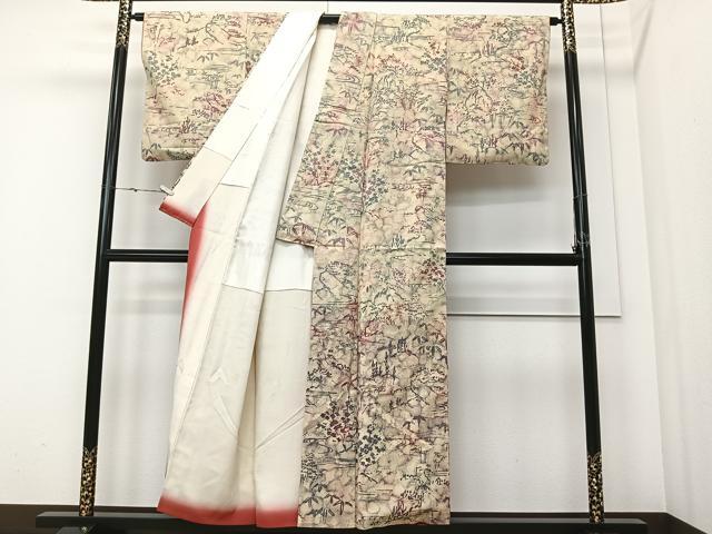 平和屋着物■訪問着 流水草葉文 正絹 逸品 CABK0327ua