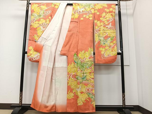 平和屋着物■豪華振袖 駒刺繍 流水花蝶文 銀彩 正絹 逸品 CABK0330ua