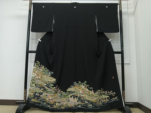 平和屋着物■豪華黒留袖 作家物 風景文 暈し染め 金彩 正絹 逸品 CABK0331ua