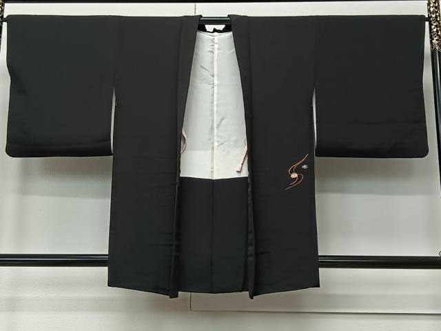 平和屋着物#羽織 総刺繍 文箱 黒地 金糸 正絹 逸品 CABK0340ua