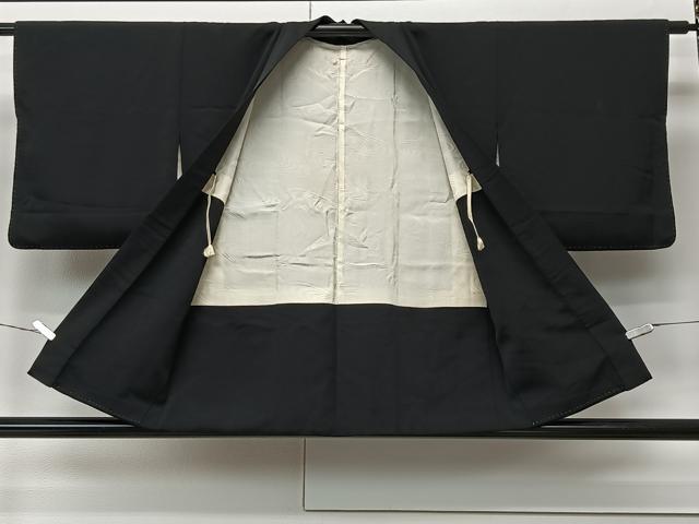 平和屋着物#羽織 寿光織 流水草花文 黒地 銀糸 正絹 逸品 CABK0342ua