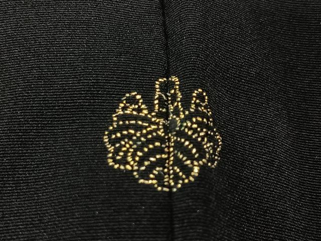 平和屋着物#羽織 寿光織 枝花文 黒地 金銀糸 正絹 逸品 CABK0343ua
