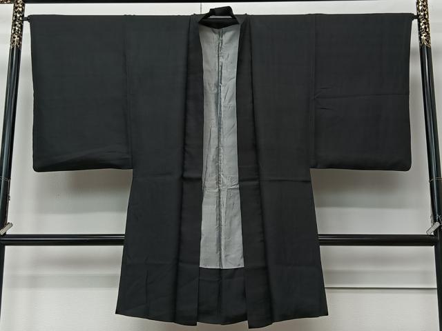 平和屋着物#男性 長羽織 黒紋付 正絹 逸品 CABK0344ua