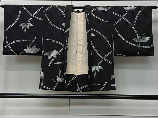 平和屋着物#羽織 総絞り 抽象文様 黒地 正絹 逸品 CABK0349ua