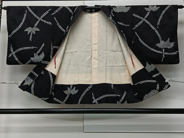 平和屋着物#羽織 総絞り 抽象文様 黒地 正絹 逸品 CABK0349ua