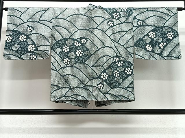 平和屋着物#道中着 総絞り 花青海波 正絹 逸品 CABK0373ua