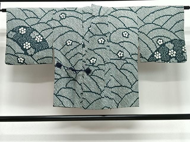 平和屋着物#道中着 総絞り 花青海波 正絹 逸品 CABK0373ua
