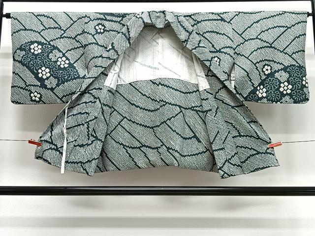 平和屋着物#道中着 総絞り 花青海波 正絹 逸品 CABK0373ua