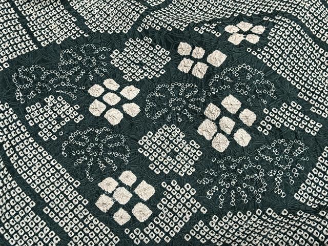 平和屋着物#道中着 総絞り 花青海波 正絹 逸品 CABK0373ua