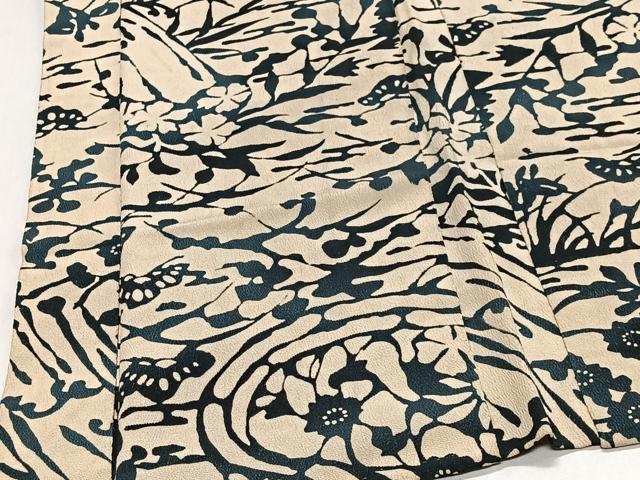 平和屋着物#羽織 型染め 流水草花文 正絹 逸品 CABK0388ua