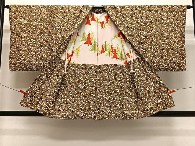 平和屋着物#羽織 型染め 草花文 正絹 逸品 CABK0392ua