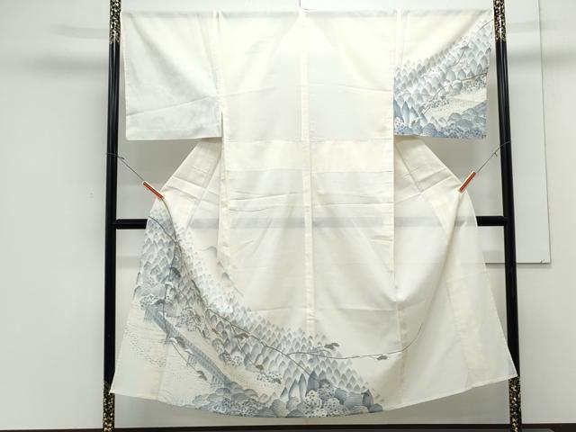 平和屋着物*夏物 男性 訪問着 絽 渡橋風景文 洗える着物 CABK0408th