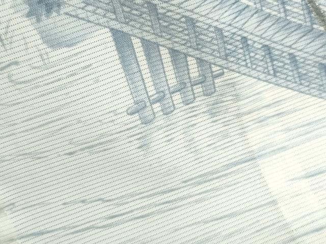 平和屋着物*夏物 男性 訪問着 絽 渡橋風景文 洗える着物 CABK0408th