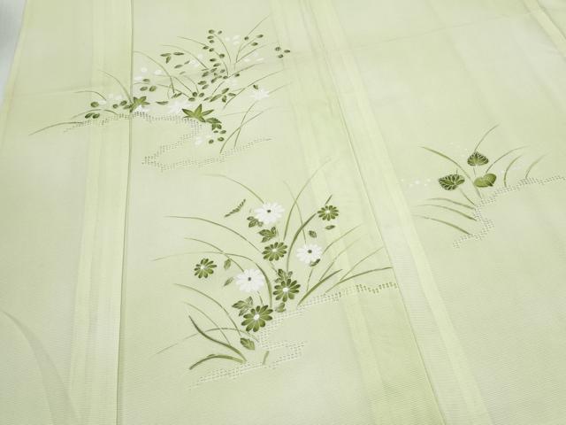 平和屋着物*夏物 訪問着 絽 草花文 暈し染め 正絹 逸品 CABK0409th