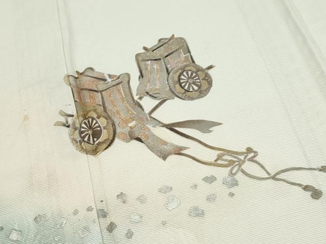 平和屋着物*夏物 訪問着 絽 御所車文 暈し染め 金銀彩 正絹 逸品 CABK0414th