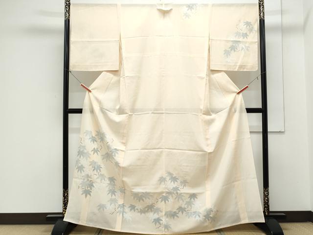 平和屋着物*夏物 訪問着 絽 枝葉文 銀彩 正絹 逸品 CABK0416th
