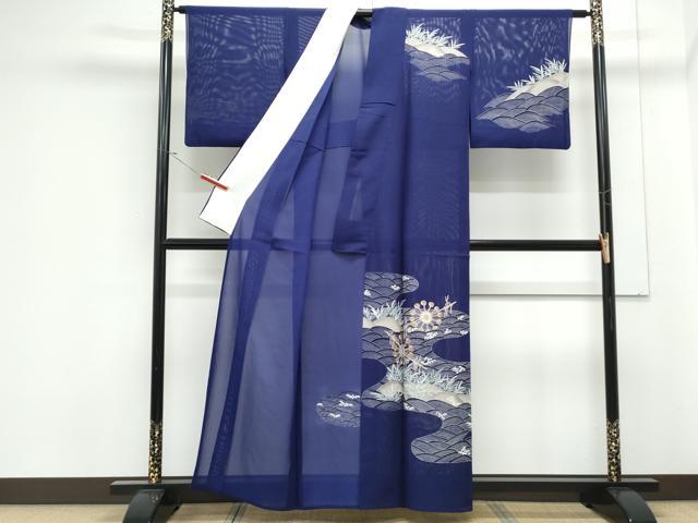 平和屋着物*夏物 訪問着 絽 流水草花文 正絹 逸品 CABK0440th