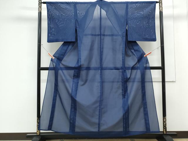 平和屋着物*夏物 色無地 絽 鉄紺色 洗える着物 CABK0441th