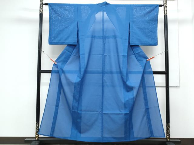 平和屋着物*夏物 色無地 絽 瑠璃色 洗える着物 CABK0446th