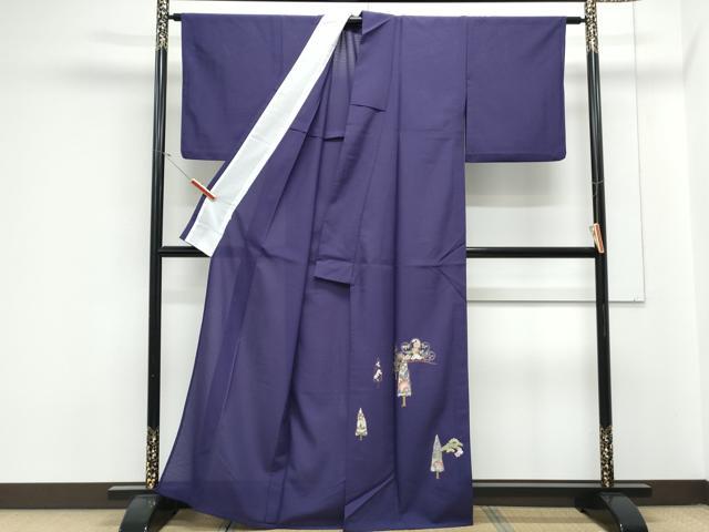 平和屋着物*夏物 訪問着 絽 刺繍 草花文 金彩 洗える着物 CABK0459th