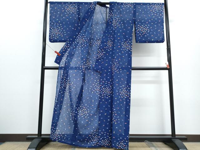 平和屋着物*夏物 小紋 紗 舞蝶文 洗える着物 CABK0462th