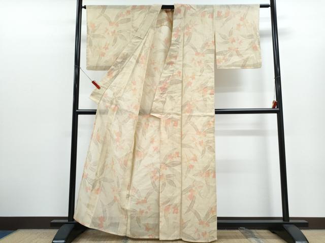 平和屋着物*夏物 小紋 紗 草花文 CABK0463th