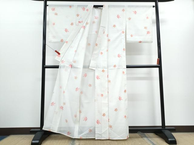 平和屋着物*夏物 小紋 絽 流水楓文 洗える着物 CABK0465th