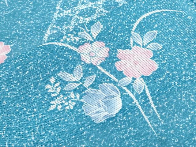 平和屋着物*夏物 小紋 絽 草花文 洗える着物 CABK0468th