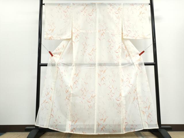 平和屋着物*夏物 小紋 紗 草葉文 洗える着物 CABK0477th