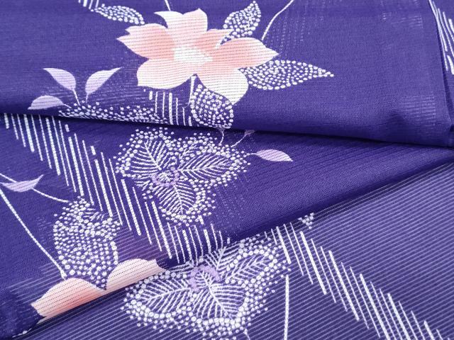 平和屋着物*夏物 小紋 絽 草花文 洗える着物 CABK0483th